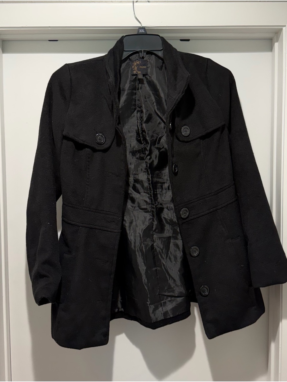 mine Black Button-Front Women's Pea Coat